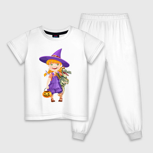 Детская пижама Ведьма малолетка - halloween / Белый – фото 1