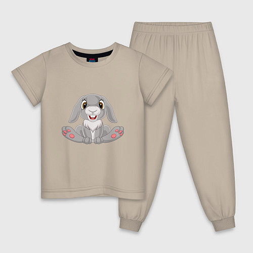 Детская пижама Кролик - Улыбашка / Миндальный – фото 1