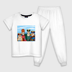 Пижама хлопковая детская Остров сокровищ мы с пацанами мем, цвет: белый
