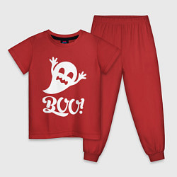 Пижама хлопковая детская Забавный призрак - BOO! Halloween, цвет: красный
