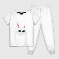 Пижама хлопковая детская Глазастик Зайка, цвет: белый