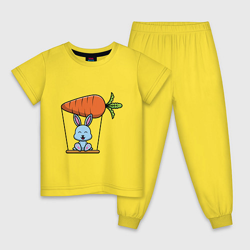 Детская пижама Кролик на качелях / Желтый – фото 1