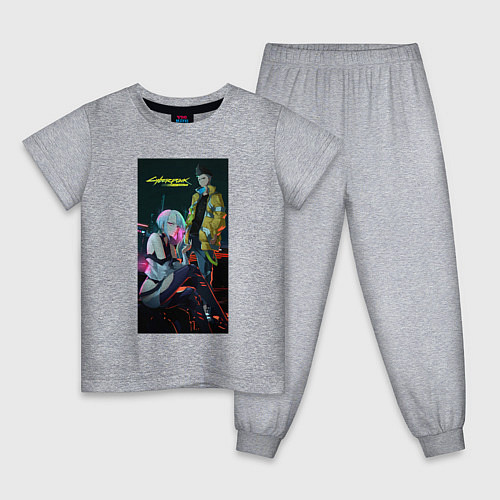 Детская пижама Аниме Cyberpunk Edgerunners Дэвид и Люси / Меланж – фото 1