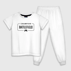 Пижама хлопковая детская Battlefield gaming champion: рамка с лого и джойст, цвет: белый