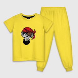 Пижама хлопковая детская Череп пирата, цвет: желтый