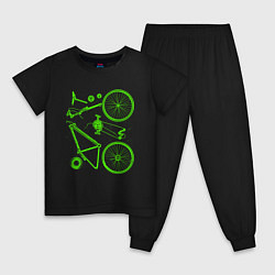 Пижама хлопковая детская Детали велосипеда, цвет: черный