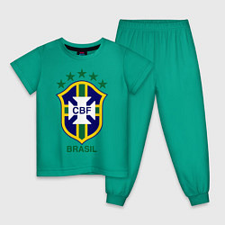 Пижама хлопковая детская Brasil CBF, цвет: зеленый
