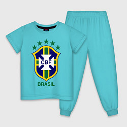 Пижама хлопковая детская Brasil CBF, цвет: бирюзовый