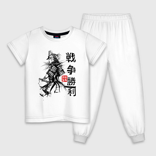 Детская пижама Самурай с мечом в шлеме / Белый – фото 1