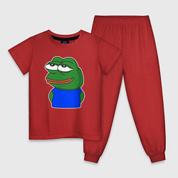 Пижама хлопковая детская Лягушонок Пепе что-то скрывает, цвет: красный