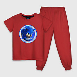 Пижама хлопковая детская Суперский ежик Соник, цвет: красный