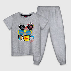 Пижама хлопковая детская Поп арт очки, цвет: меланж