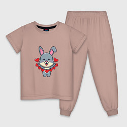 Пижама хлопковая детская Love Rabbit, цвет: пыльно-розовый