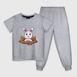 Пижама хлопковая детская Кролик в норке, цвет: меланж