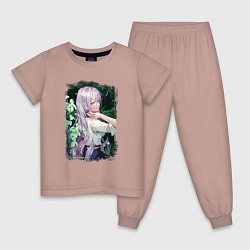 Пижама хлопковая детская Милая Владилена - 86, цвет: пыльно-розовый