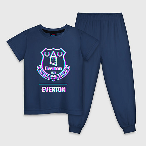 Детская пижама Everton FC в стиле glitch / Тёмно-синий – фото 1