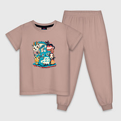 Пижама хлопковая детская Cute Anime, цвет: пыльно-розовый