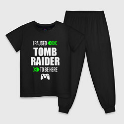 Пижама хлопковая детская I paused Tomb Raider to be here с зелеными стрелка, цвет: черный