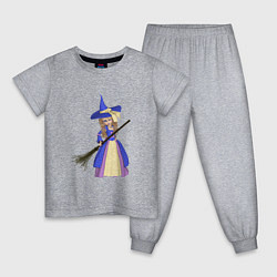 Детская пижама Ведьмочка в шляпе с метлой