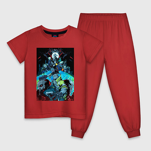 Детская пижама Киберпанк бегущий по краю - все персонажи / Красный – фото 1