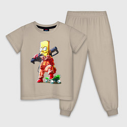 Детская пижама Крутой Барт Симпсон с оружием на плече и скейтборд
