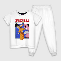 Пижама хлопковая детская Dragon Ball - Сон Гоку - Удар, цвет: белый