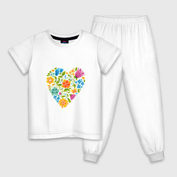 Детская пижама Цветочный орнамент в форме сердца Любовь