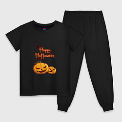 Пижама хлопковая детская Счастливого Хэллоуина, цвет: черный