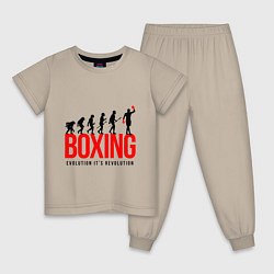 Пижама хлопковая детская Boxing evolution, цвет: миндальный