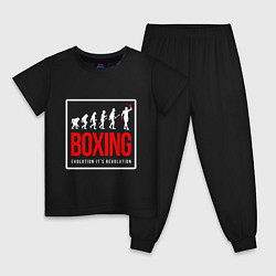 Пижама хлопковая детская Boxing evolution its revolution, цвет: черный