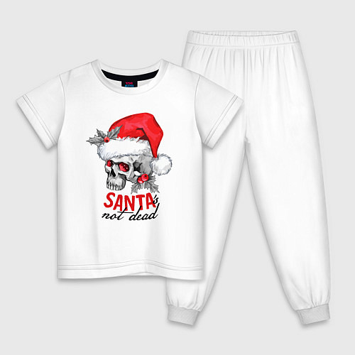 Детская пижама Santa is not dead, skull in red hat, holly / Белый – фото 1