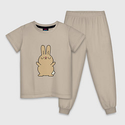 Пижама хлопковая детская Rabbit chill, цвет: миндальный
