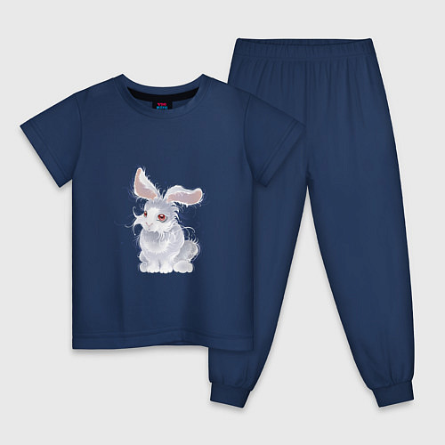 Детская пижама Пушистый кролик / Тёмно-синий – фото 1