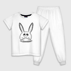 Пижама хлопковая детская Кролик-пухляш, цвет: белый