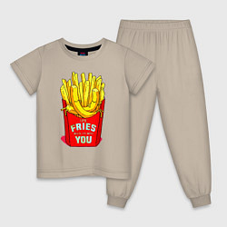 Пижама хлопковая детская Time fries when Im with you, цвет: миндальный