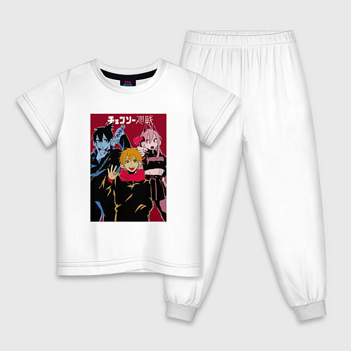 Детская пижама Человек-бензопила Chainsaw Man Аниме / Белый – фото 1