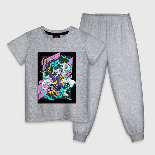 Детская пижама Ребекка на роликах -Киберпанк / Меланж – фото 1