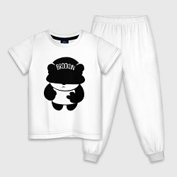 Пижама хлопковая детская Борзый пандёныш из Бруклина, цвет: белый