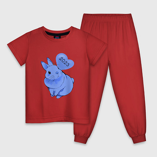 Детская пижама Кролик гуашью / Красный – фото 1