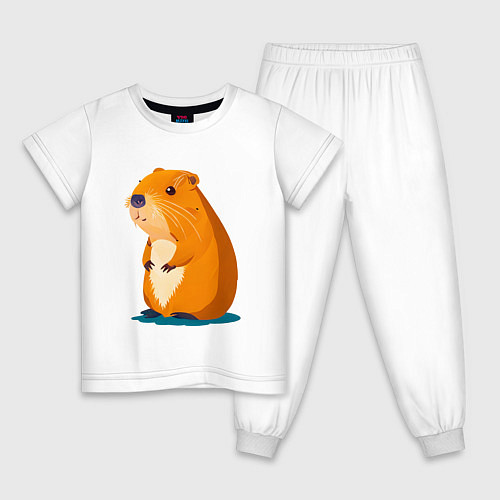 Детская пижама Капибара - рисунок / Белый – фото 1