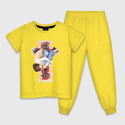 Пижама хлопковая детская L из аниме тетрадь смерти, цвет: желтый