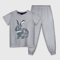 Пижама хлопковая детская 2023 год - год голубого кролика, цвет: меланж