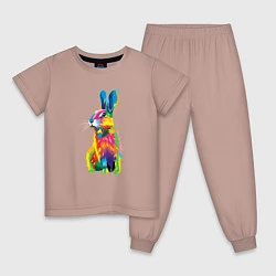Пижама хлопковая детская Кролик в стиле поп-арт, цвет: пыльно-розовый