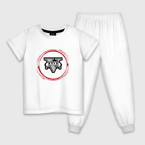 Детская пижама Символ GTA и красная краска вокруг / Белый – фото 1