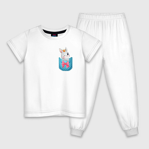 Детская пижама Зайка в кармане / Белый – фото 1