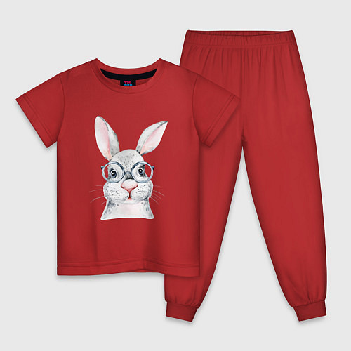 Детская пижама Серый кролик / Красный – фото 1