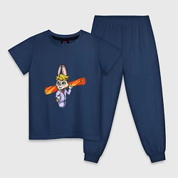 Пижама хлопковая детская Сноубордист зай, цвет: тёмно-синий