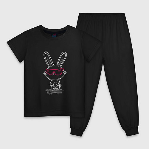 Детская пижама Кролик в розовых очках / Черный – фото 1