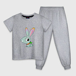 Пижама хлопковая детская Маленький кролик, цвет: меланж