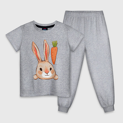 Детская пижама Заяц с морковкой / Меланж – фото 1